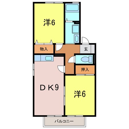 セジュール西岡崎Bの物件間取画像